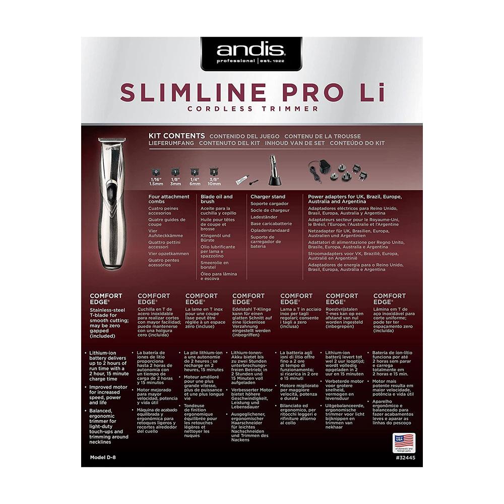 Andis Slimline Pro Li Cordless Lithium Cordless Rechargeable Hair Trimmer D8