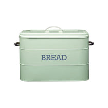 KitchenCraft Living Nostalgia Large Metal Bread Bin, 34 x 21.5 x 25 cm In Sage Green