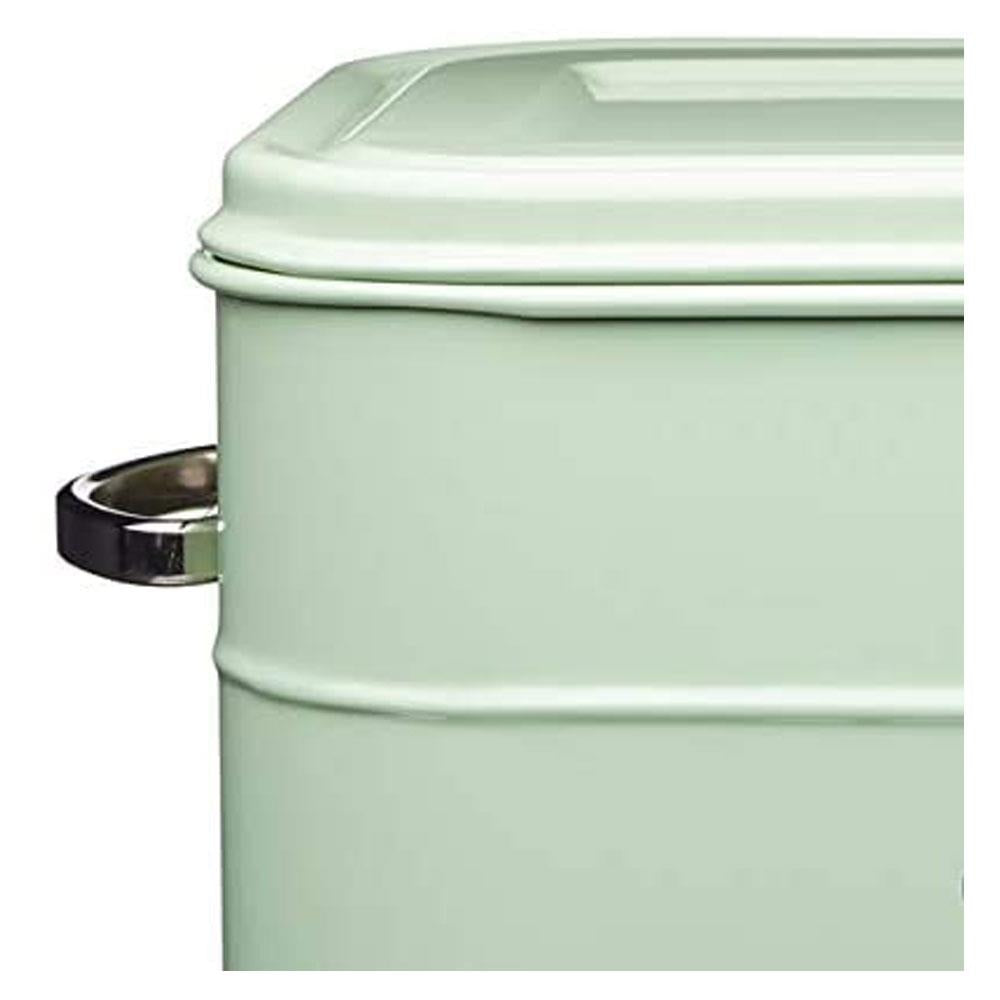 KitchenCraft Living Nostalgia Large Metal Bread Bin, 34 x 21.5 x 25 cm In Sage Green