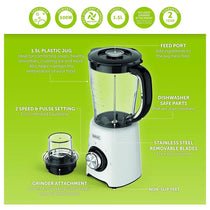 Wahl Table Jug Blender with Grinder Attachment 2 Speed Pulse Setting 500 W 1.5 Litres - White