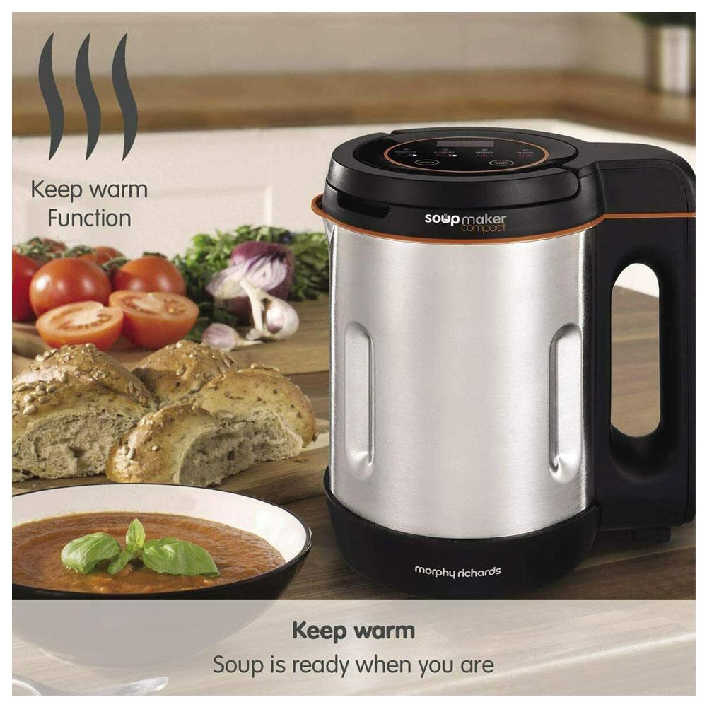 Morphy Richards Compact Soup Maker Brushed Stainless Steel 900 W 1 Litre - Silver/Black