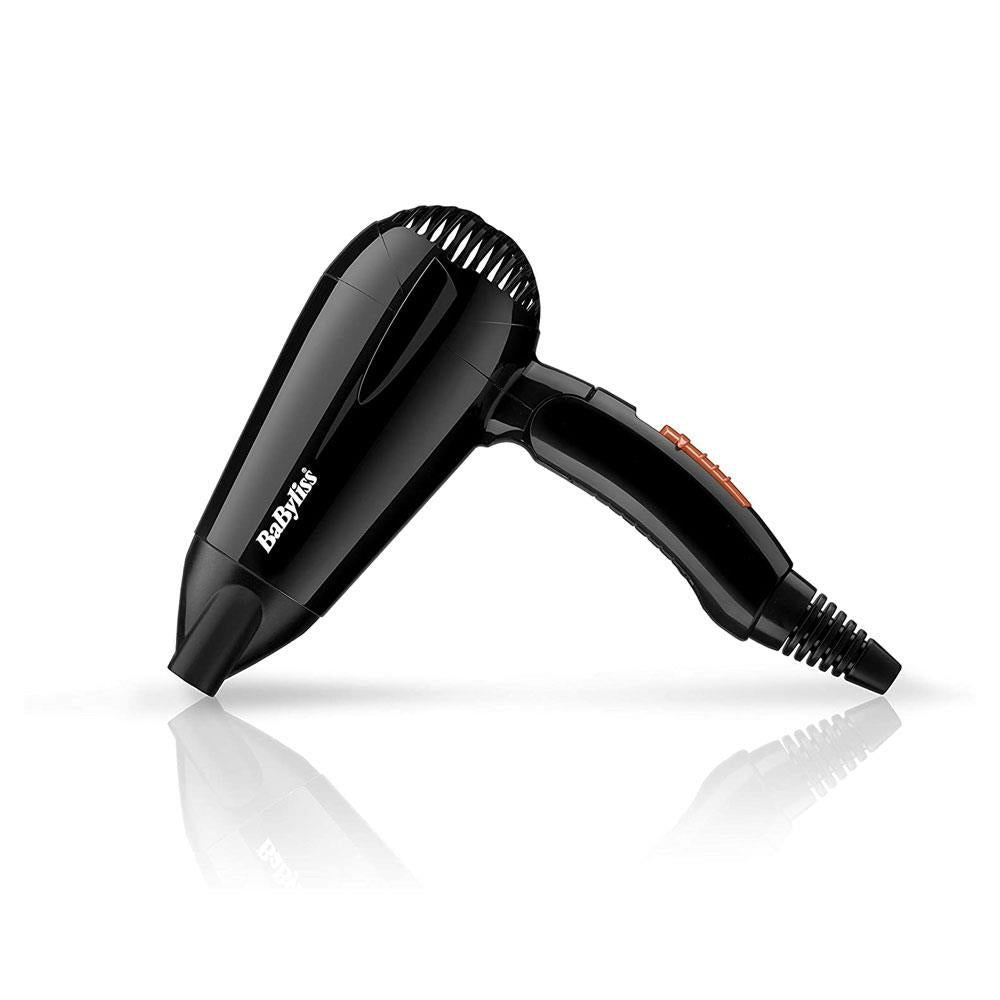 Babyliss Travel 2000 W Hair Dryer Lightweight Compact Small With Folding Handle - Black