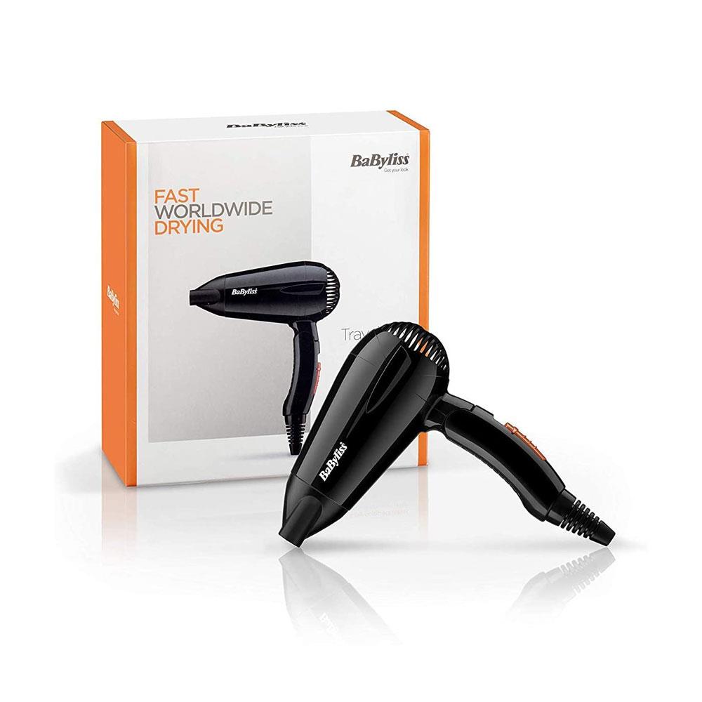 Babyliss Travel 2000 W Hair Dryer Lightweight Compact Small With Folding Handle - Black