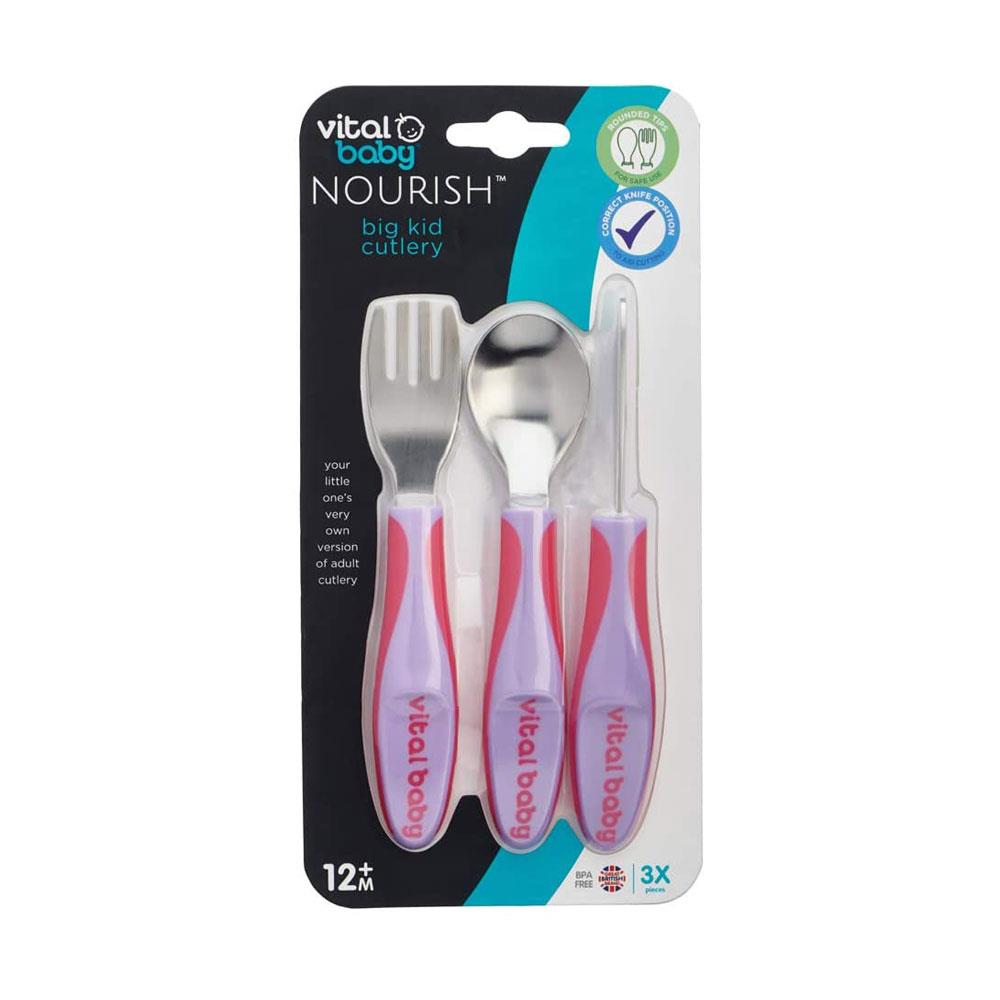 Vital Baby Nourish Big Kid Cutlery Fizz 3pk - Pink