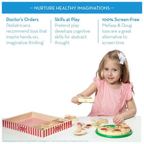 Melissa & Doug Pizza Party Wooden Play Food Set - 6 Sliceable Wooden Pizza Slices And 54 Pieces Toppings  - Multicolour