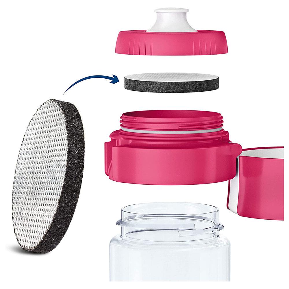 Brita Fill & Go Vital Water Bottle 600ml & 1 MicroDisc Filter - Pink