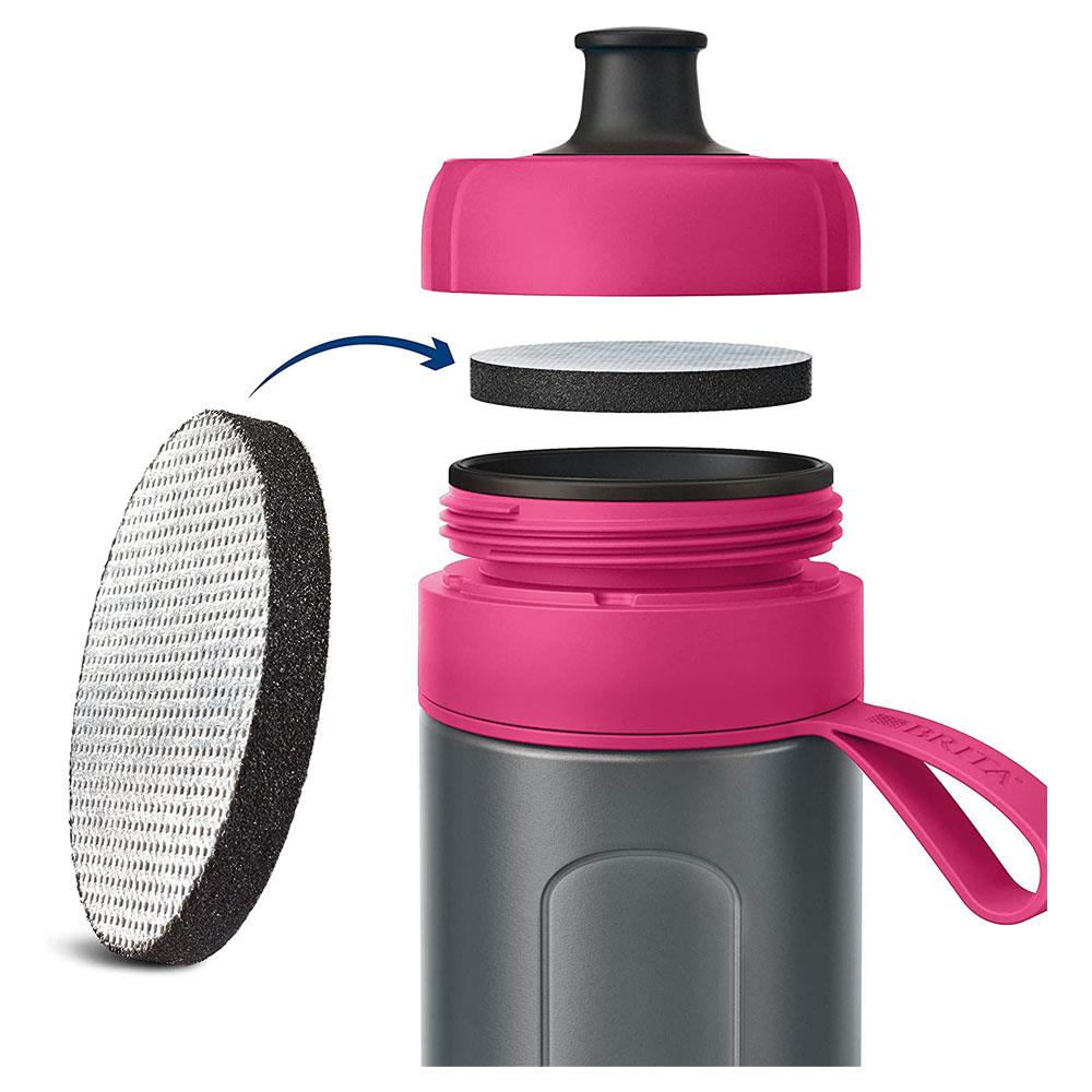 Brita Fill & Go Active Water Filter Bottle With 1 MicroDisc Filter 600ml - Pink