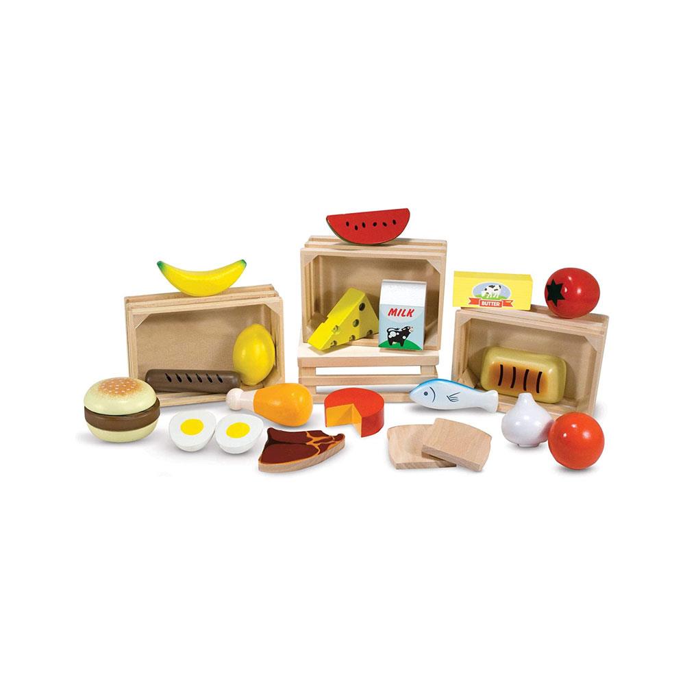 Melissa & Doug Food Groups Wooden Play Food Set - The Original 21 Hand Painted Wooden Pieces And 4 Crates - Multicolor