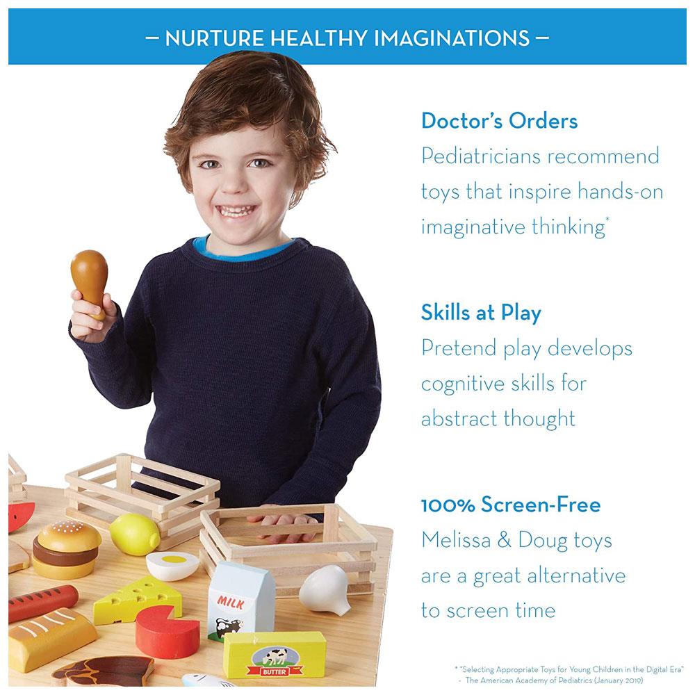 Melissa & Doug Food Groups Wooden Play Food Set - The Original 21 Hand Painted Wooden Pieces And 4 Crates - Multicolor