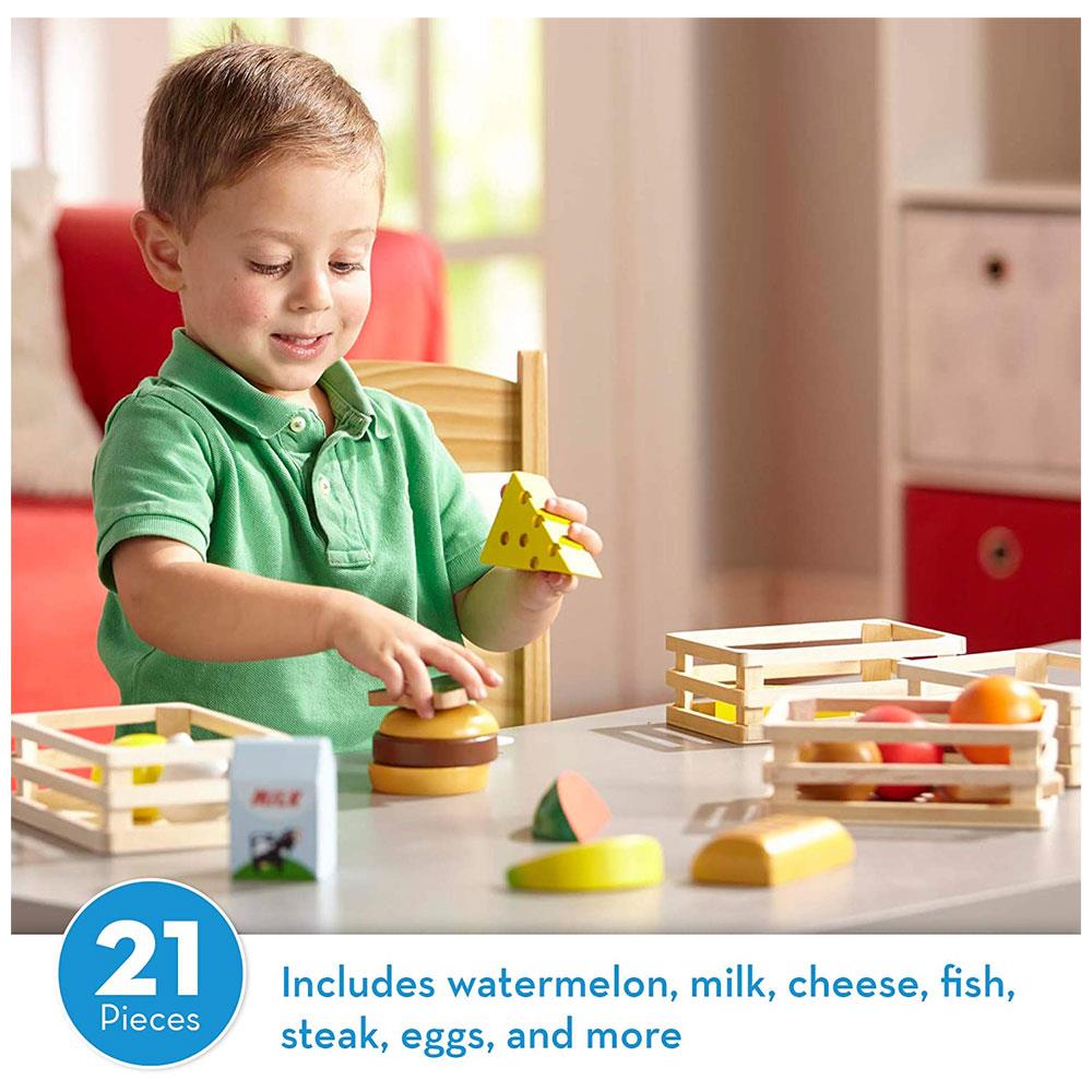 Melissa & Doug Food Groups Wooden Play Food Set - The Original 21 Hand Painted Wooden Pieces And 4 Crates - Multicolor