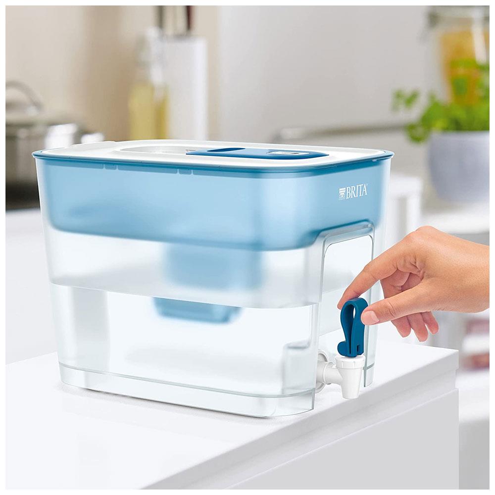 Brita Flow Water Dispenser 8.2 Litres Optimax Fridge Filter Tank + 1 Maxtra+ Cartridge - White/Teal