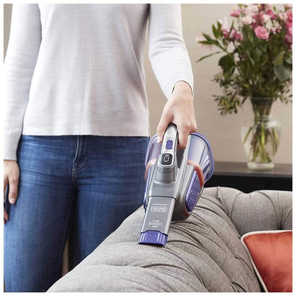 Black & Decker 18V Lithium-ion Cordless PET Dustbuster Handheld Vacuum with Charging Base And Pet Extension - Grey/Blue