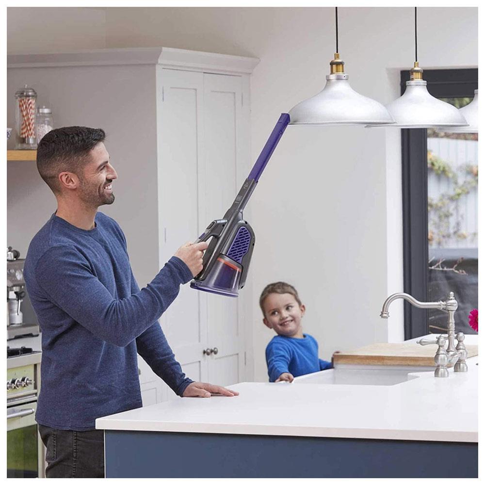 Black & Decker 18V Lithium-ion Cordless PET Dustbuster Handheld Vacuum with Charging Base And Pet Extension - Grey/Blue