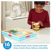 Melissa & Doug Sandwich-Making Set (Wooden Play Food, Wooden Storage Tray, High-Quality Materials, 16 Pieces)