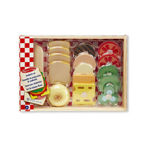 Melissa & Doug Sandwich-Making Set (Wooden Play Food, Wooden Storage Tray, High-Quality Materials, 16 Pieces)