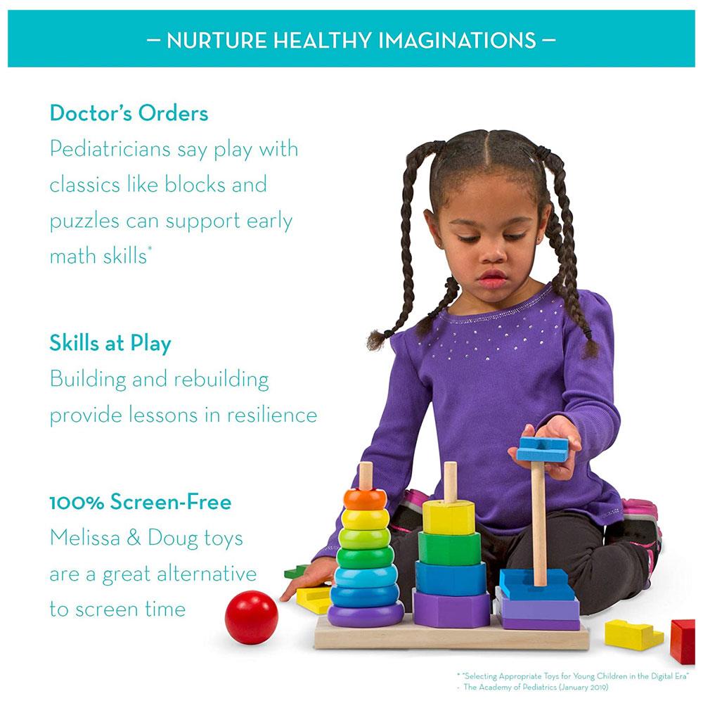 Melissa & Doug Geometric Stacker Wooden Educational Toy 25 Pieces