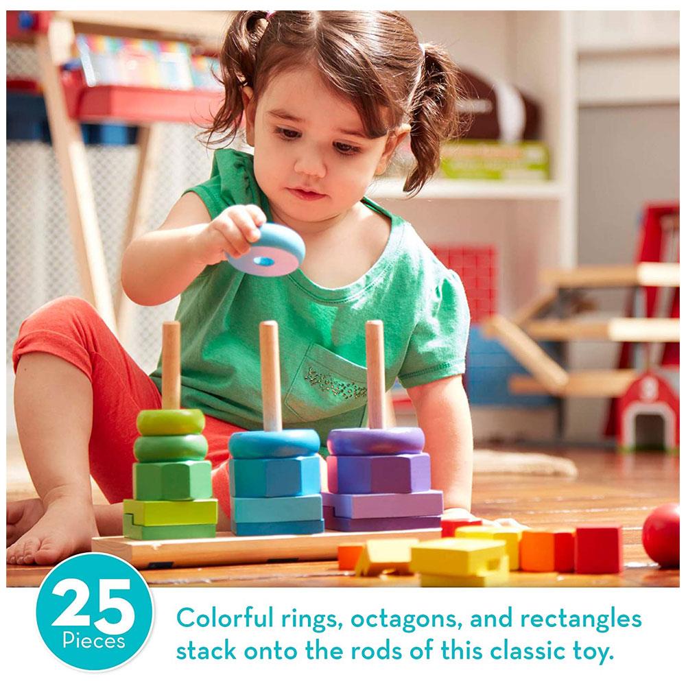 Melissa & Doug Geometric Stacker Wooden Educational Toy 25 Pieces