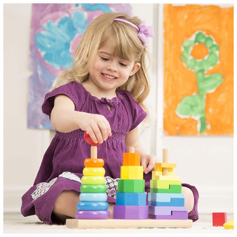 Melissa & Doug Geometric Stacker Wooden Educational Toy 25 Pieces