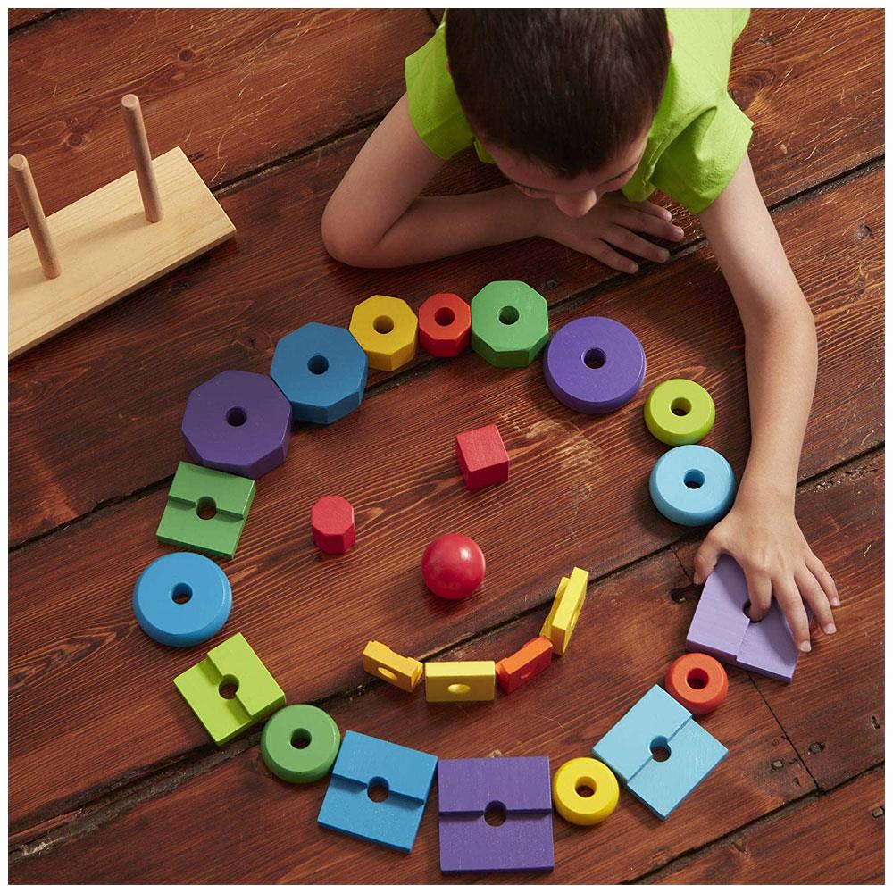 Melissa & Doug Geometric Stacker Wooden Educational Toy 25 Pieces