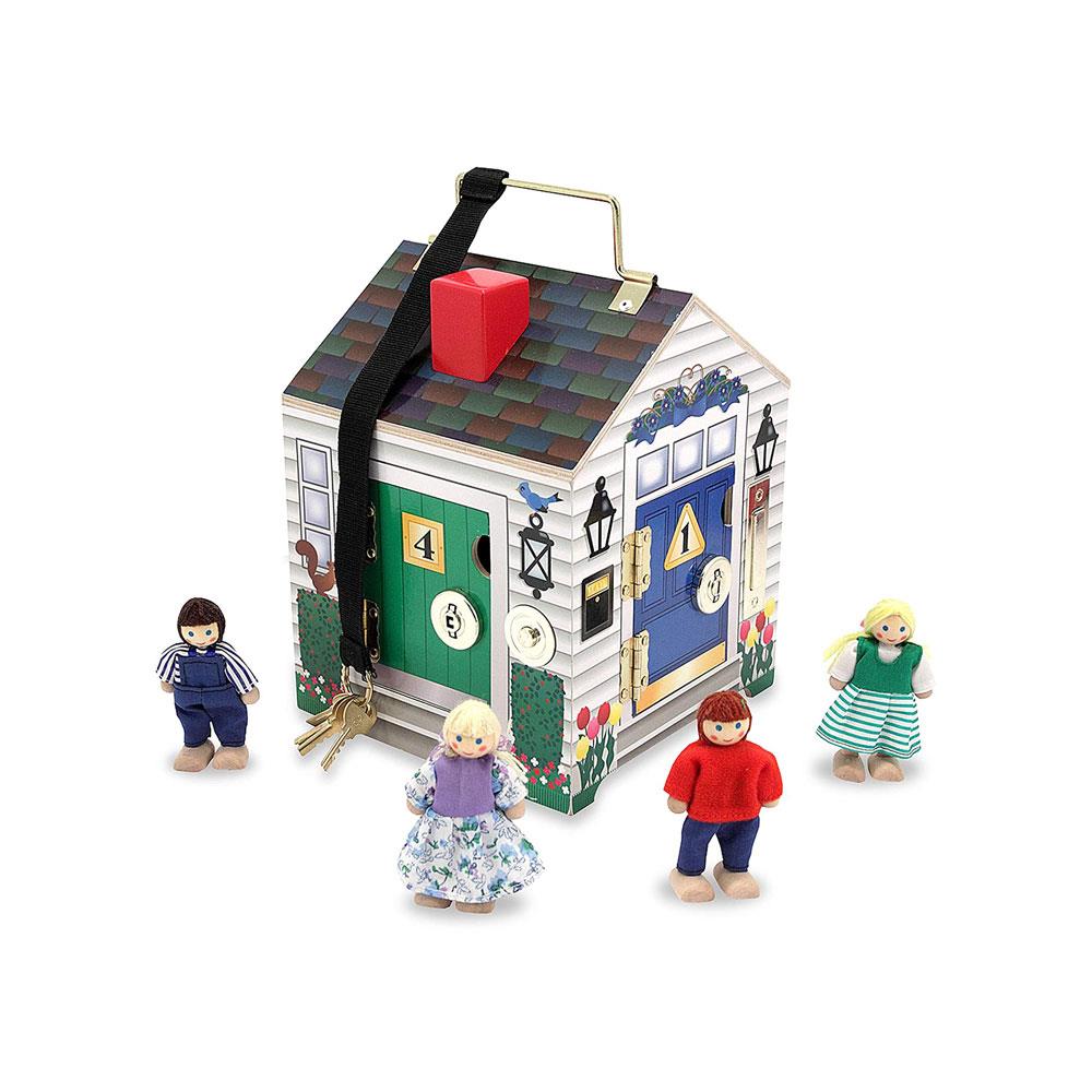 Melissa & Doug Childs Take-Along Wooden Doorbell Dollhouse - Four Doorbells To Ring Four Lock & Key Pairs - Multicolor Secondary image