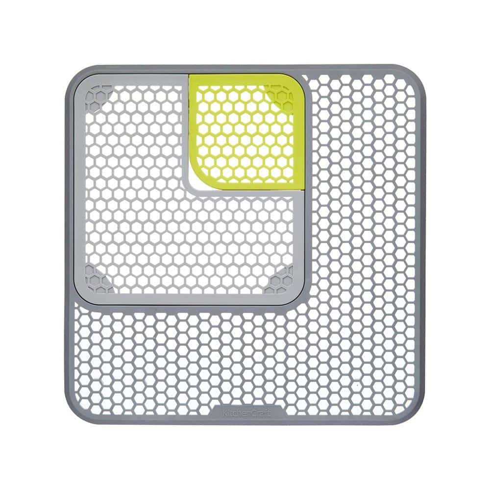 KitchenCraft 3 Pc Adjustable Sink Protector Mat Plastic Grey/Green