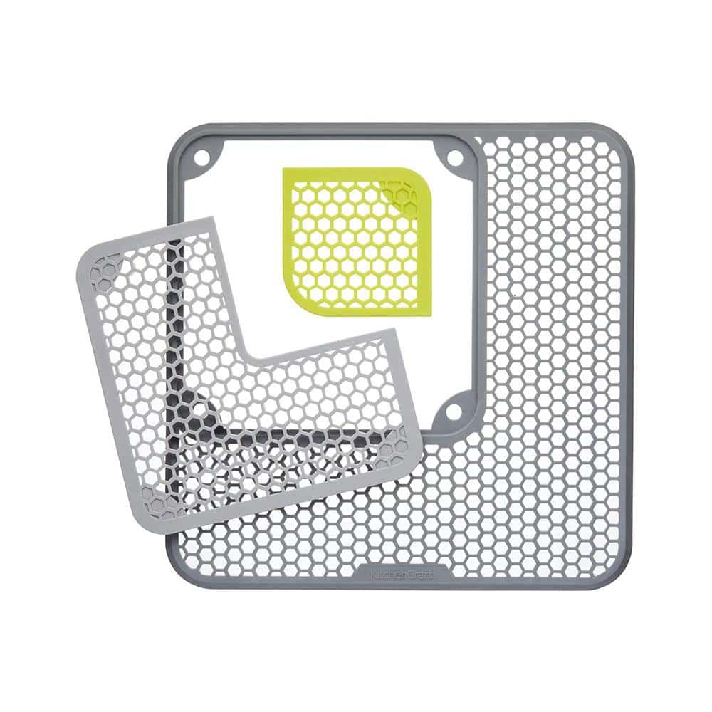 KitchenCraft 3 Pc Adjustable Sink Protector Mat Plastic Grey/Green Secondary image