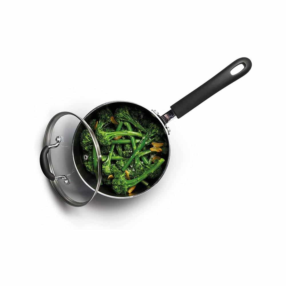 KitchenCraft Master Class Aluminum Non-Stick Enamel Saucepan With Lid 18 cm 2 Litres - Black Secondary image