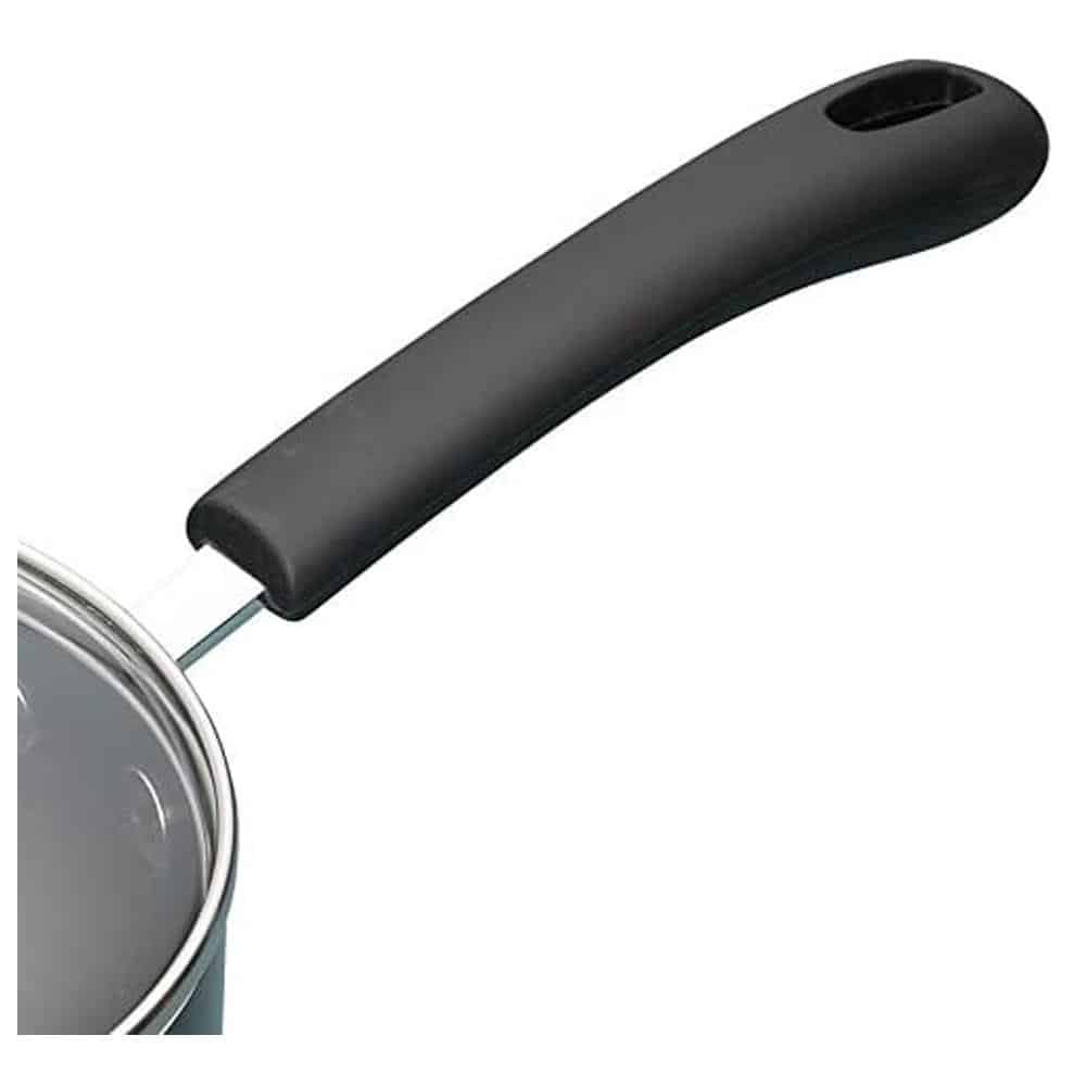 KitchenCraft Master Class Aluminum Non-Stick Enamel Saucepan With Lid 18 cm 2 Litres - Black