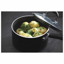 KitchenCraft Master Class Aluminum Non-Stick Enamel Saucepan With Lid 18 cm 2 Litres - Black