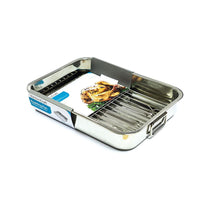 KitchenCraft Stainless Steel Roasting Tin with Rack Medium 38cm x 27.5cm 5 Litres - Silver