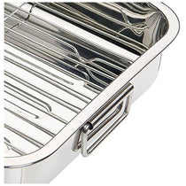 KitchenCraft Stainless Steel Roasting Tin with Rack Medium 38cm x 27.5cm 5 Litres - Silver