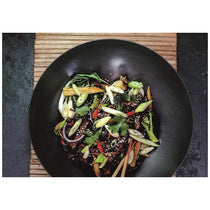 KitchenCraft World of Flavours Oriental Plain Carbon Steel 30cm Wok For Induction Hob 3.5 Litres - Black