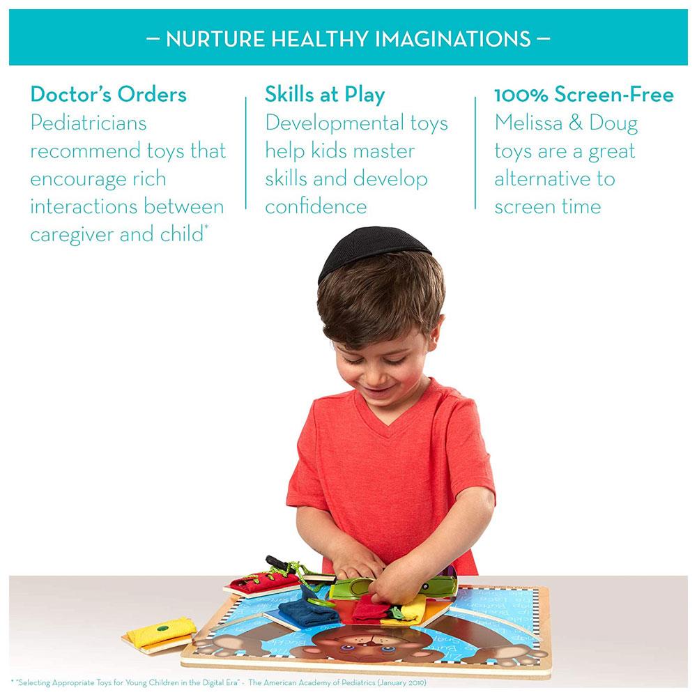 Melissa & Doug Basic Skills Board - Practice Fine Motor Skills Developmental Toys 6 Removable Pieces & Puzzle Board - Multicolor