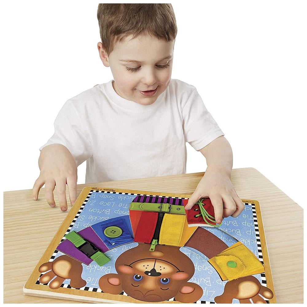 Melissa & Doug Basic Skills Board - Practice Fine Motor Skills Developmental Toys 6 Removable Pieces & Puzzle Board - Multicolor