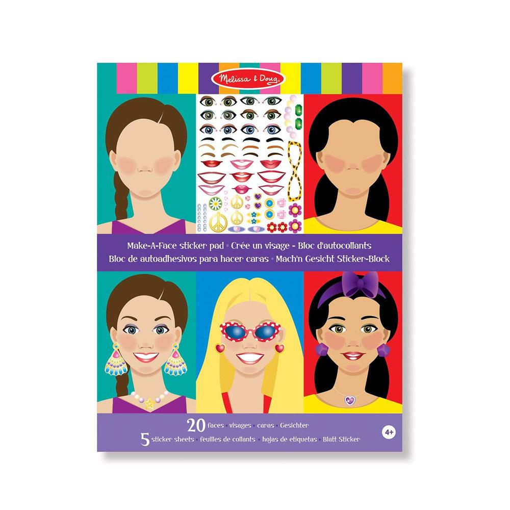 Melissa & Doug Make-a-Face Sticker Pad - Fashion Faces, 20 Faces, 5 Sticker Sheets