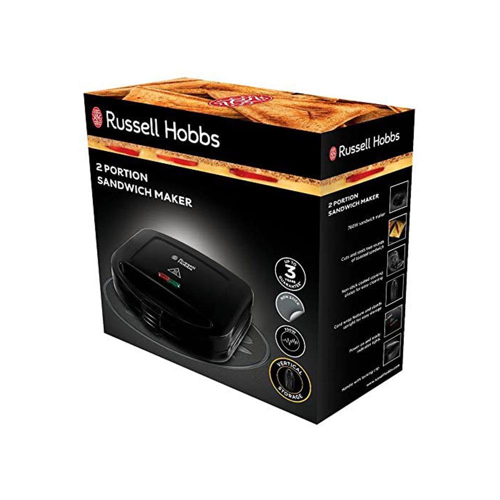 Russell Hobbs Two Slice Sandwich Toaster Toastie Maker Stainless Steel 700 W - Black