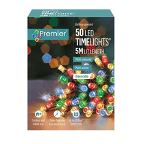 Premier Christmas Multi Action Battery Operated 50 LED Lights With Timer - Multicolor