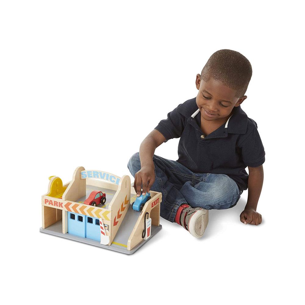 Melissa & Doug Service Station Parking Garage Wooden Vehicle Pretend Play Set - Multicolor Secondary image