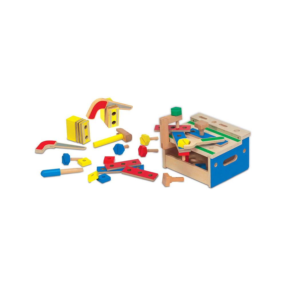 Melissa and Doug Hammer & Saw Tool Bench - Wooden Building Set 32 pcs