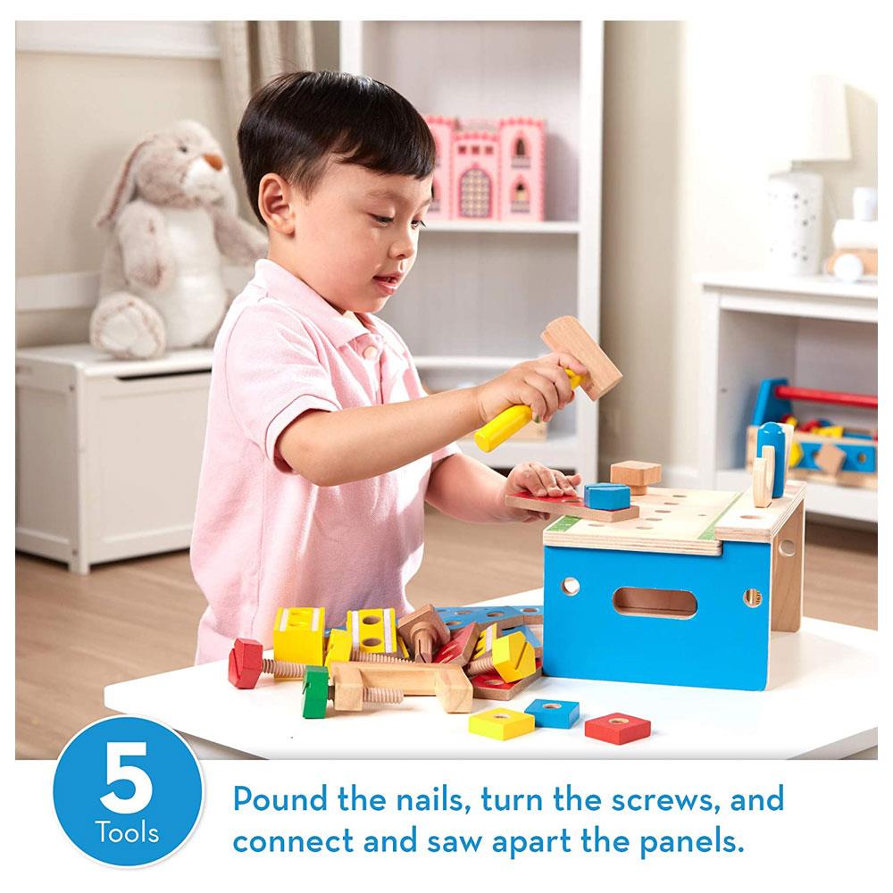 Melissa and Doug Hammer & Saw Tool Bench - Wooden Building Set 32 pcs
