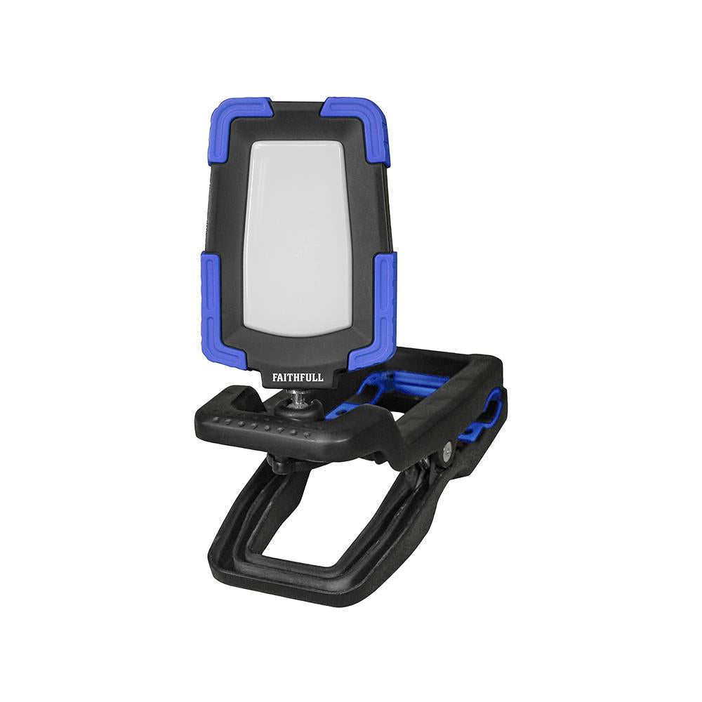 Faithfull Rechargable Cordless LED Clip Grip Work Light 10W 1000Lm - Blue/Black