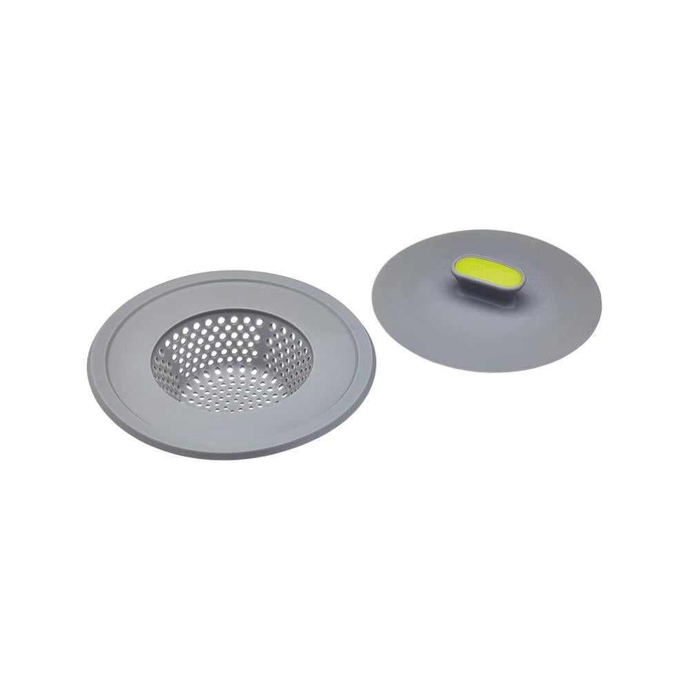 KitchenCraft 2-in-1 Sink Strainer And Plug 11.5 cm (4.5 Inch) - Grey/Green Main image