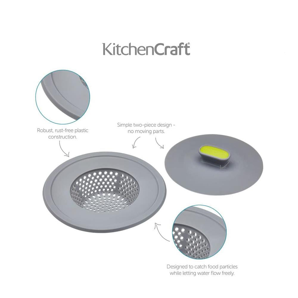KitchenCraft 2-in-1 Sink Strainer And Plug 11.5 cm (4.5 Inch) - Grey/Green Secondary image