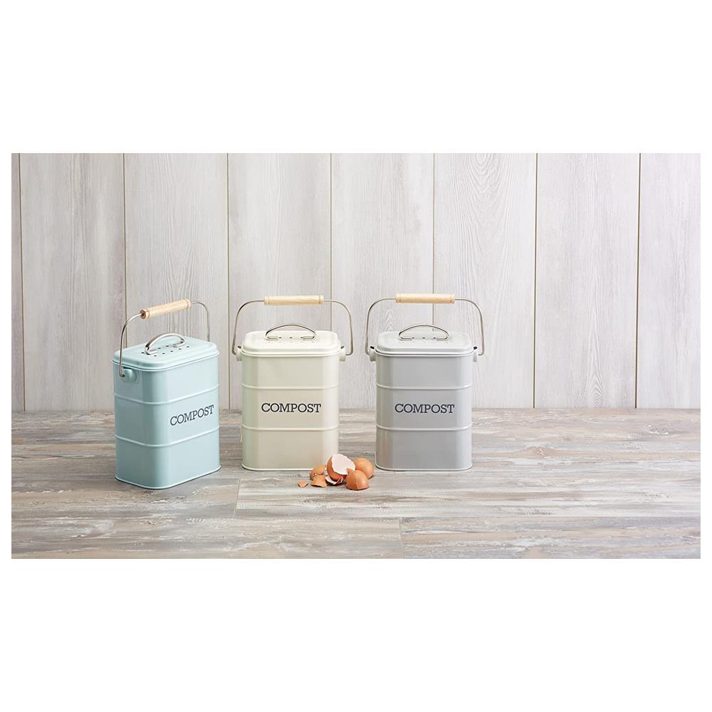 KitchenCraft Living Nostalgia Metal Kitchen Compost Bin 3 Litres - Antique Cream