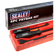 Sealey Chrome Vanadium Prybar 200mm 300mm 450mm 600mm 4 Piece Set - Black