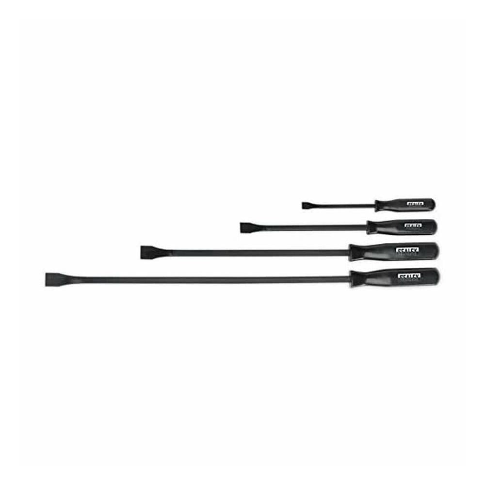Sealey Chrome Vanadium Prybar 200mm 300mm 450mm 600mm 4 Piece Set - Black