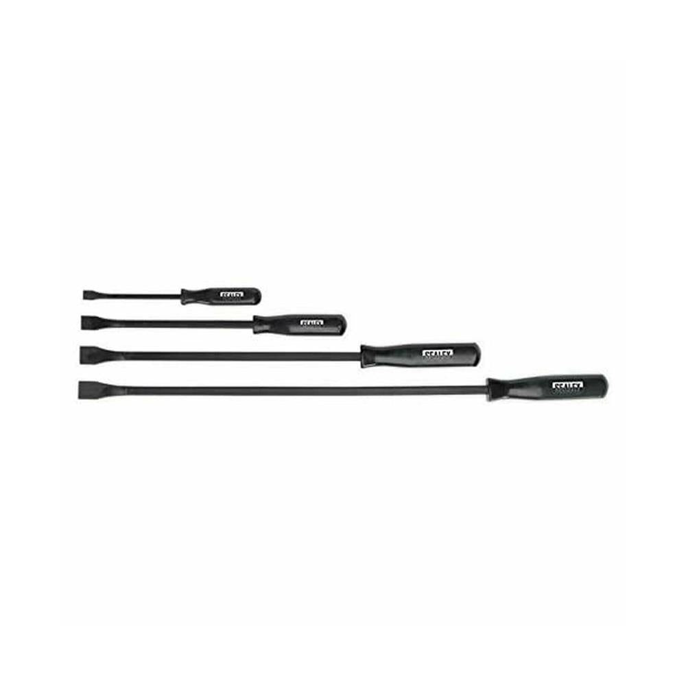 Sealey Chrome Vanadium Prybar 200mm 300mm 450mm 600mm 4 Piece Set - Black