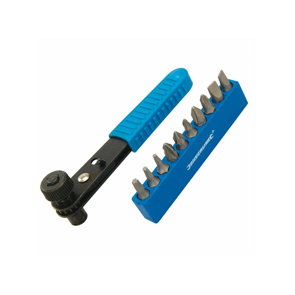 Silverline Offset Ratchet Screwdriver 11 Piece Set - Black/Blue