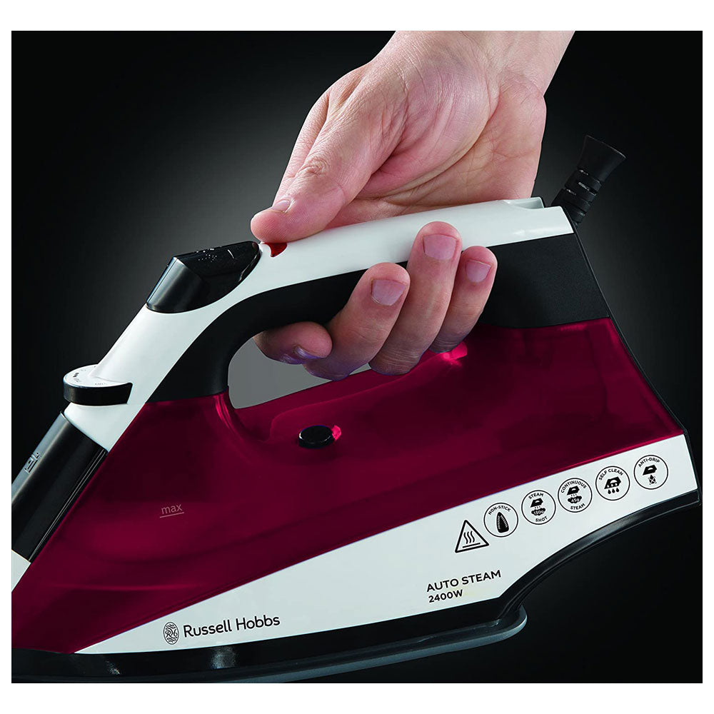 Russell Hobbs Auto Steam Pro Non-Stick Iron 2400W In White & Red Secondary image