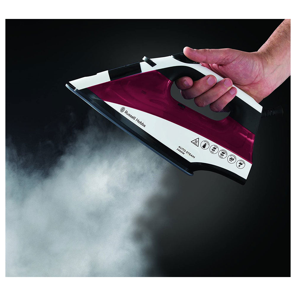 Russell Hobbs Auto Steam Pro Non-Stick Iron 2400W In White & Red